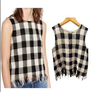 Zara women’s  Basic Collection Sleeveless Tweed Fringed Top